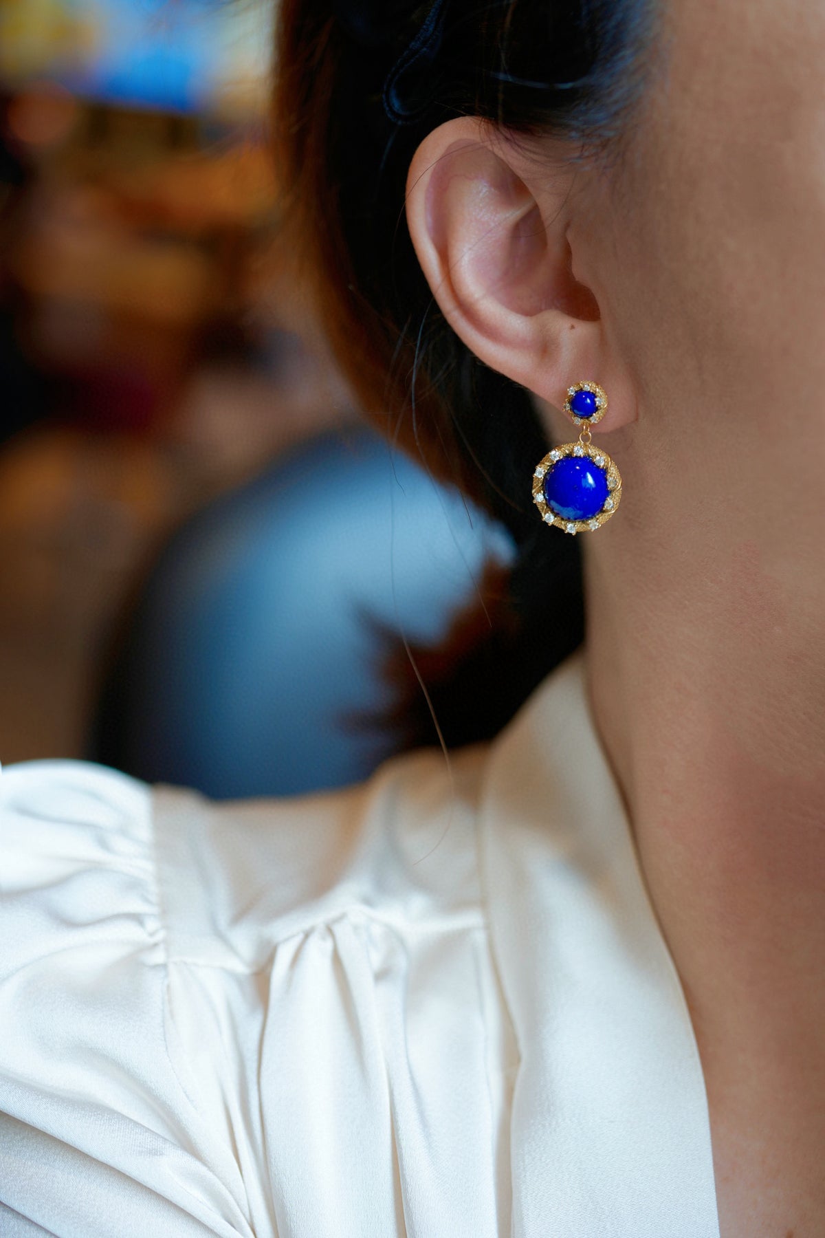 Classic Blue Lapis Lazuli Earrings | 28*16mm Natural Gemstone
