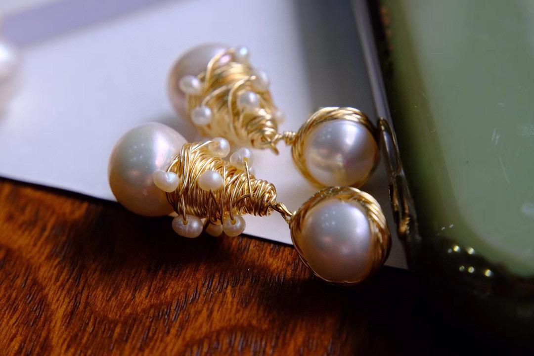 Handmade Baroque Pearl Earrings | 14K Gold-Filled Natural Pearl Dangles