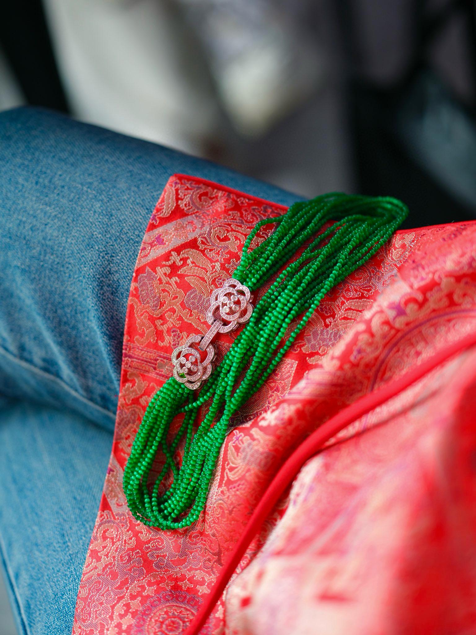 Vintage Chunky Cat's Eye Bead Necklace | 2mm Red or Green Gemstone