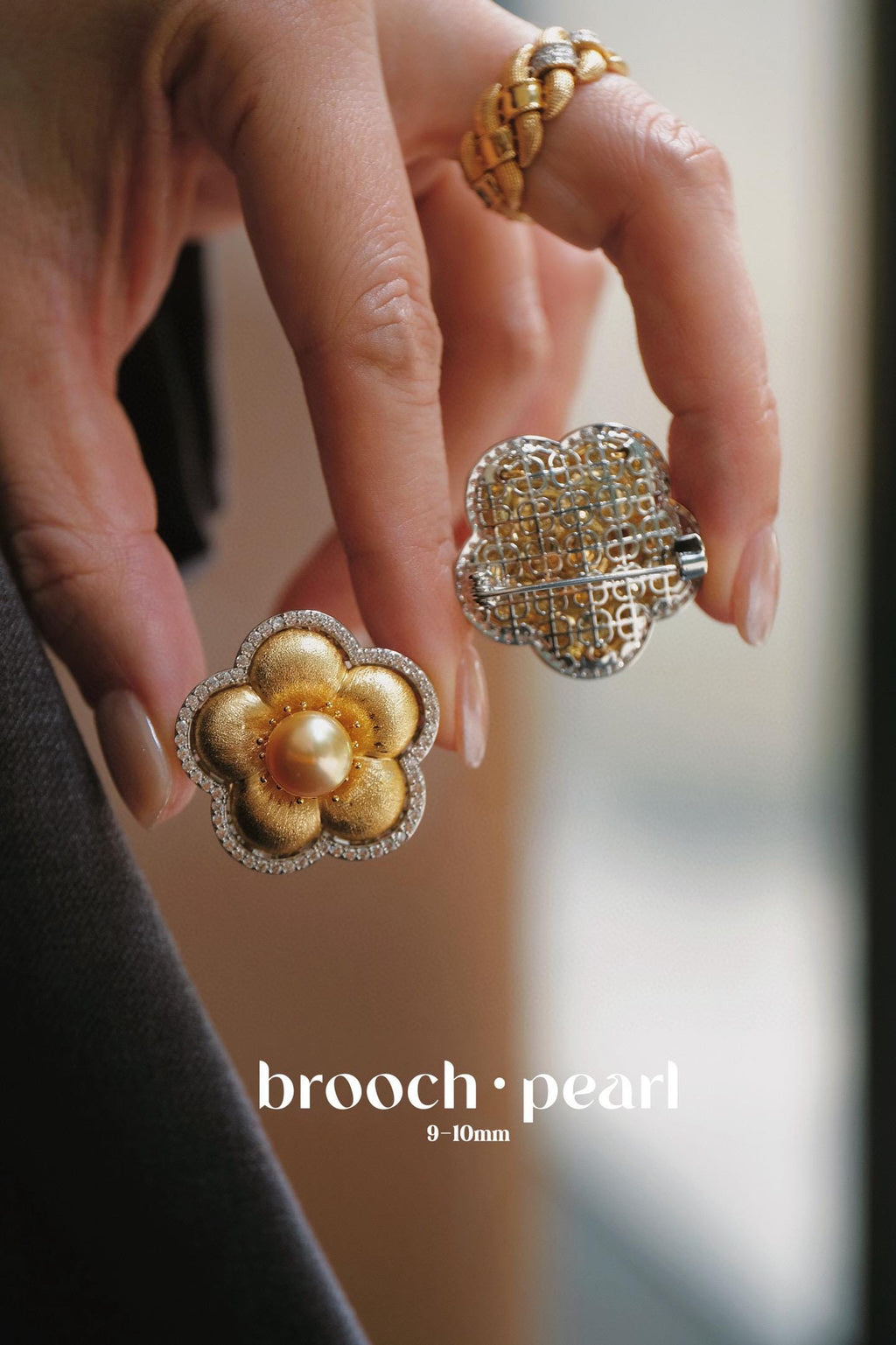 Natural Saltwater Golden Pearl Camellia Brooch - Autumn & Winter Exclusive