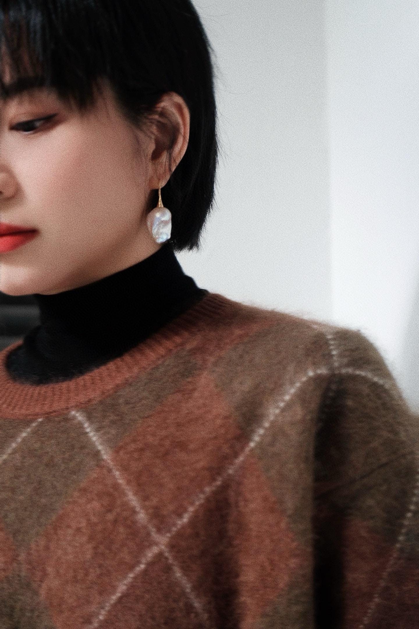 Tulip Baroque Pearl Earrings | 15-17mm Sterling Silver Gold-Plated