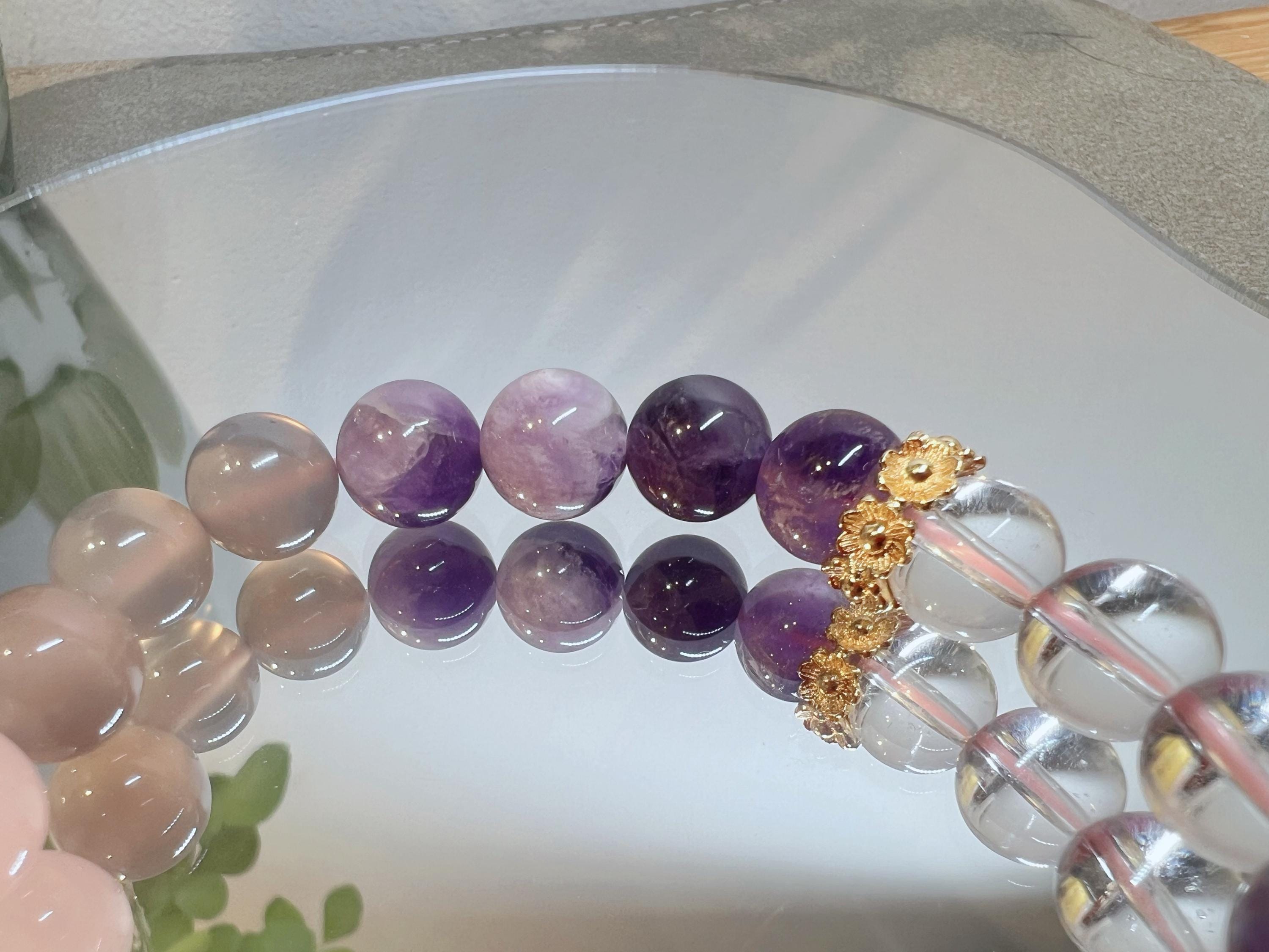 Handmade Crystal Healing Bracelet | Amethyst, Rose Quartz, Clear Quartz