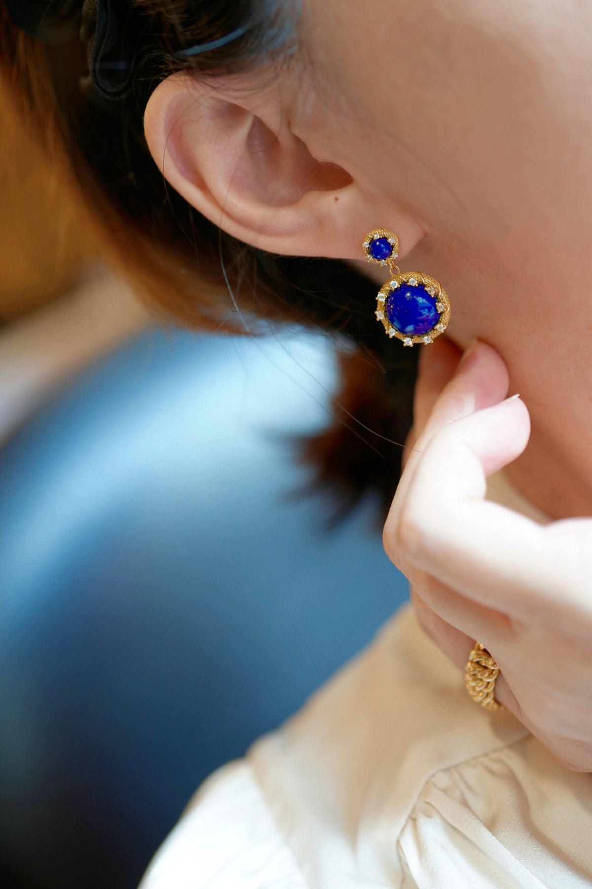 Classic Blue Lapis Lazuli Earrings | 28*16mm Natural Gemstone