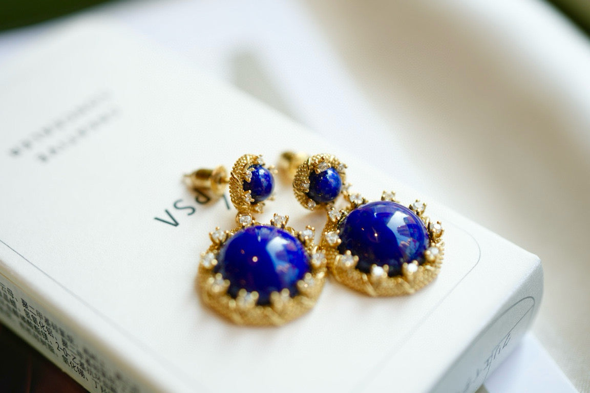 Classic Blue Lapis Lazuli Earrings | 28*16mm Natural Gemstone