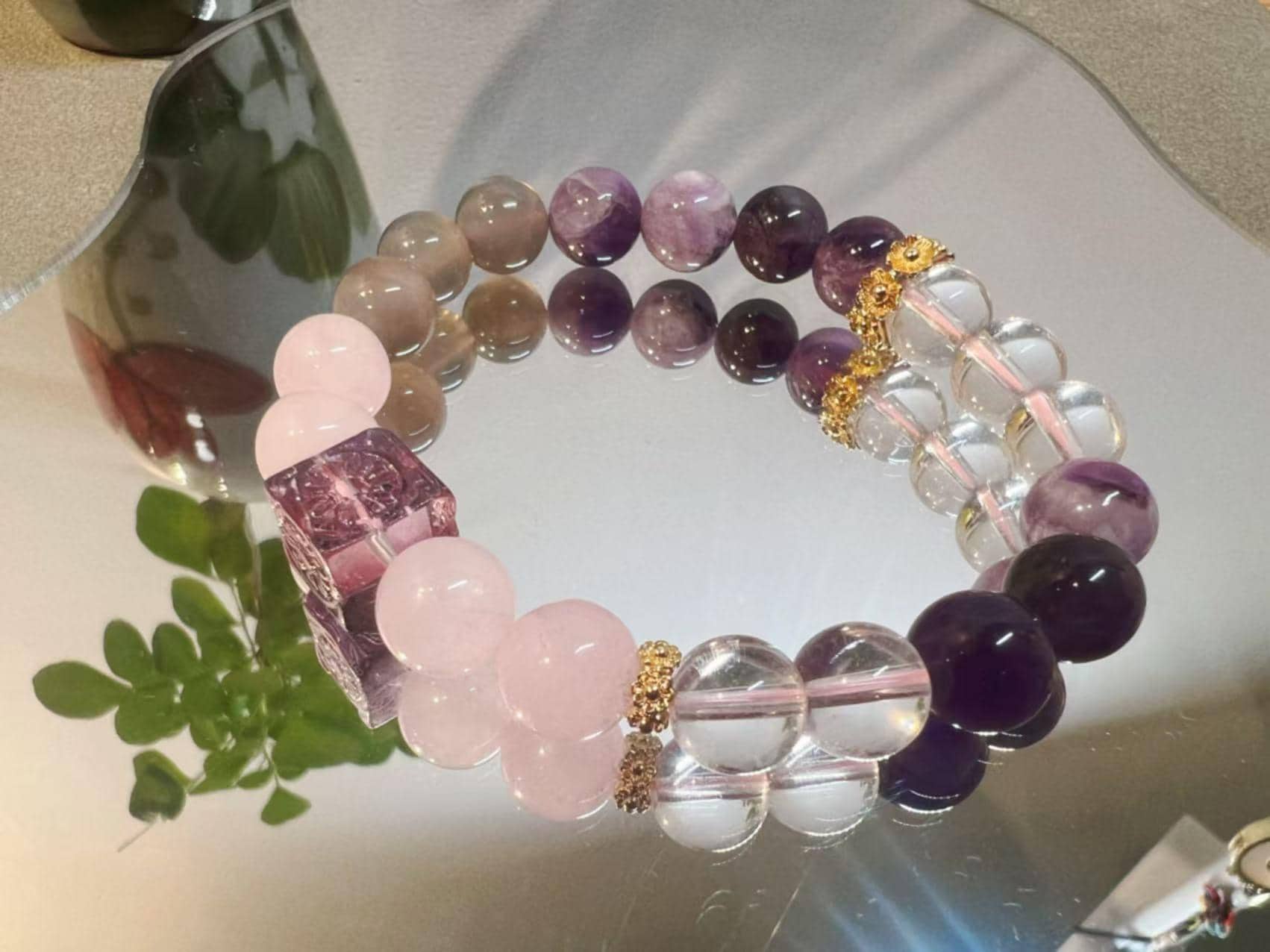 Handmade Crystal Healing Bracelet | Amethyst, Rose Quartz, Clear Quartz