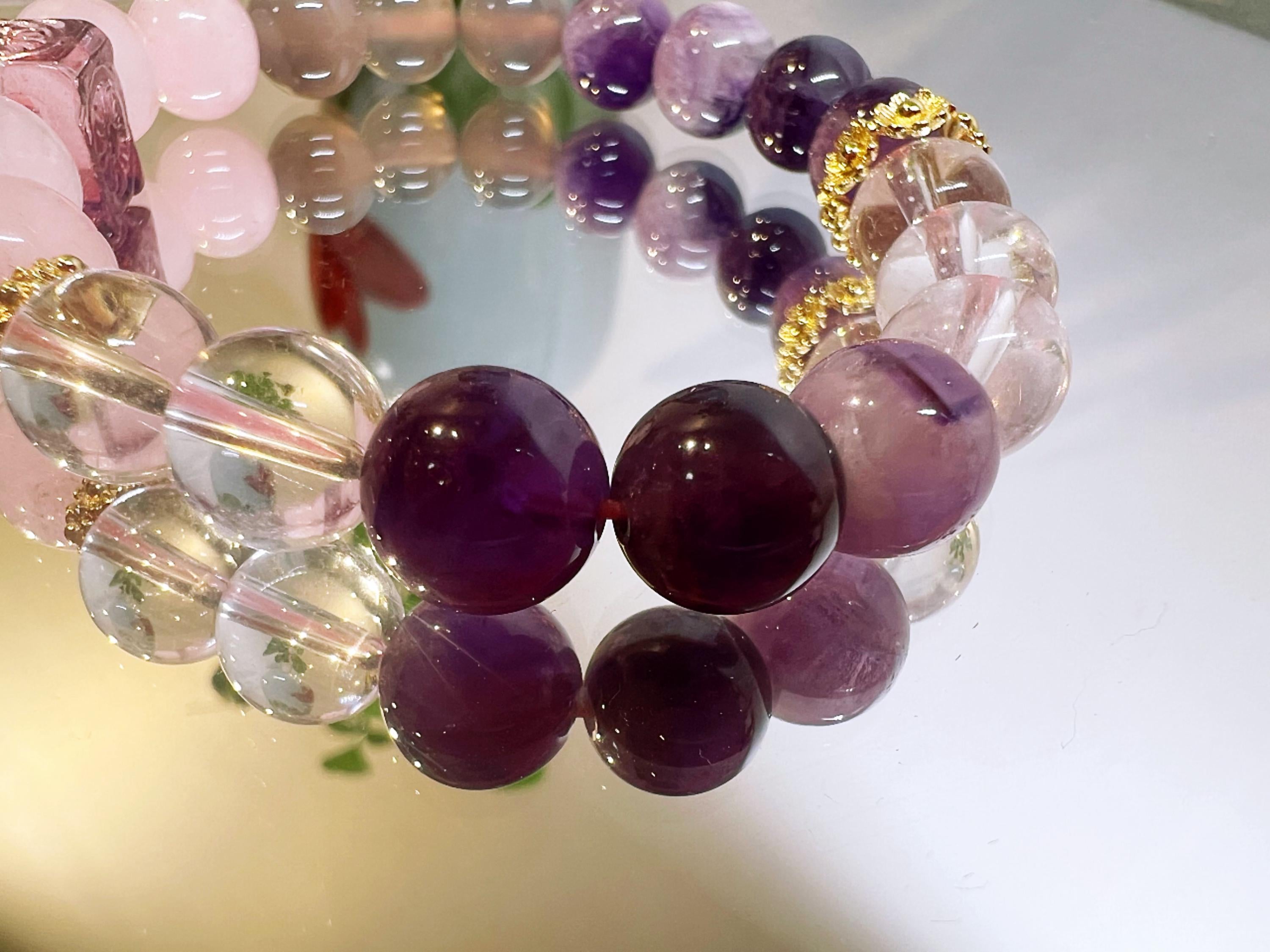 Handmade Crystal Healing Bracelet | Amethyst, Rose Quartz, Clear Quartz