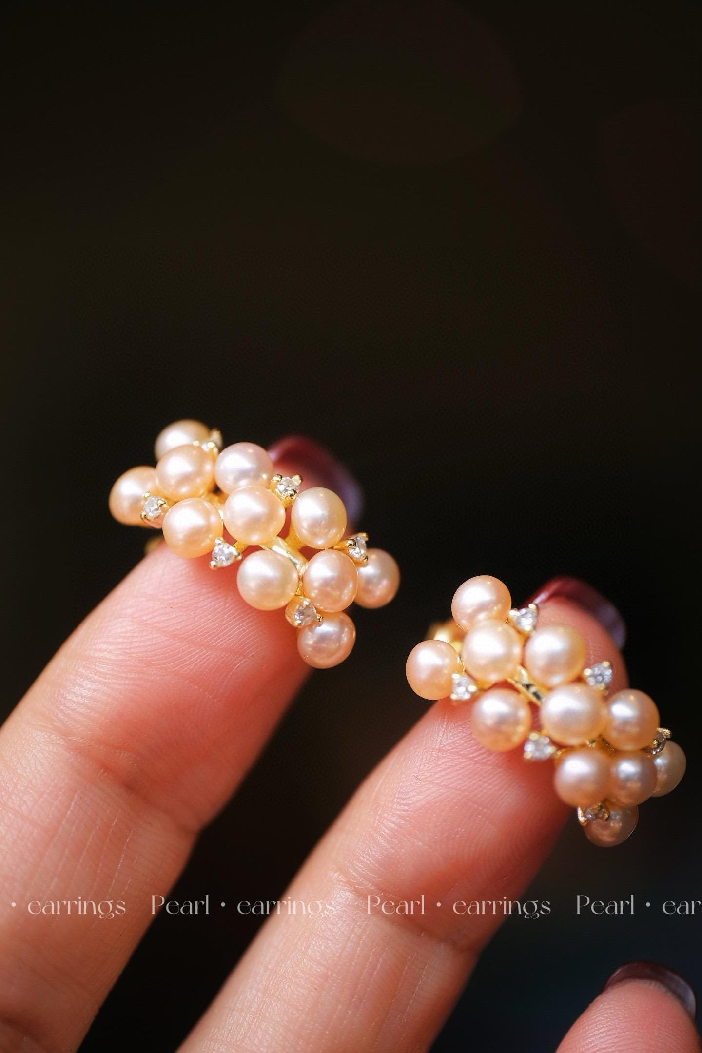 Champagne Gold Natural Pearl Earrings