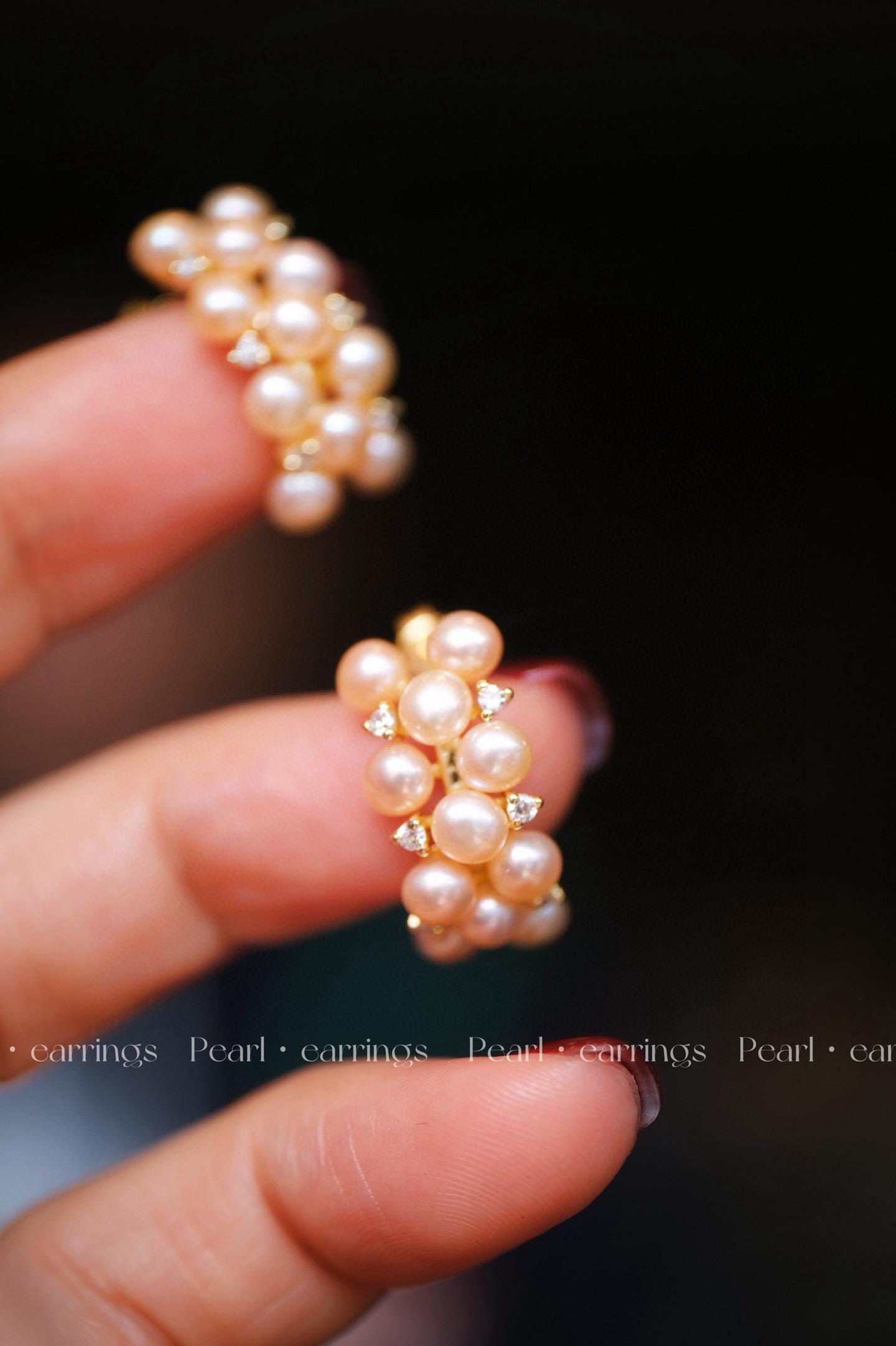 Champagne Gold Natural Pearl Earrings