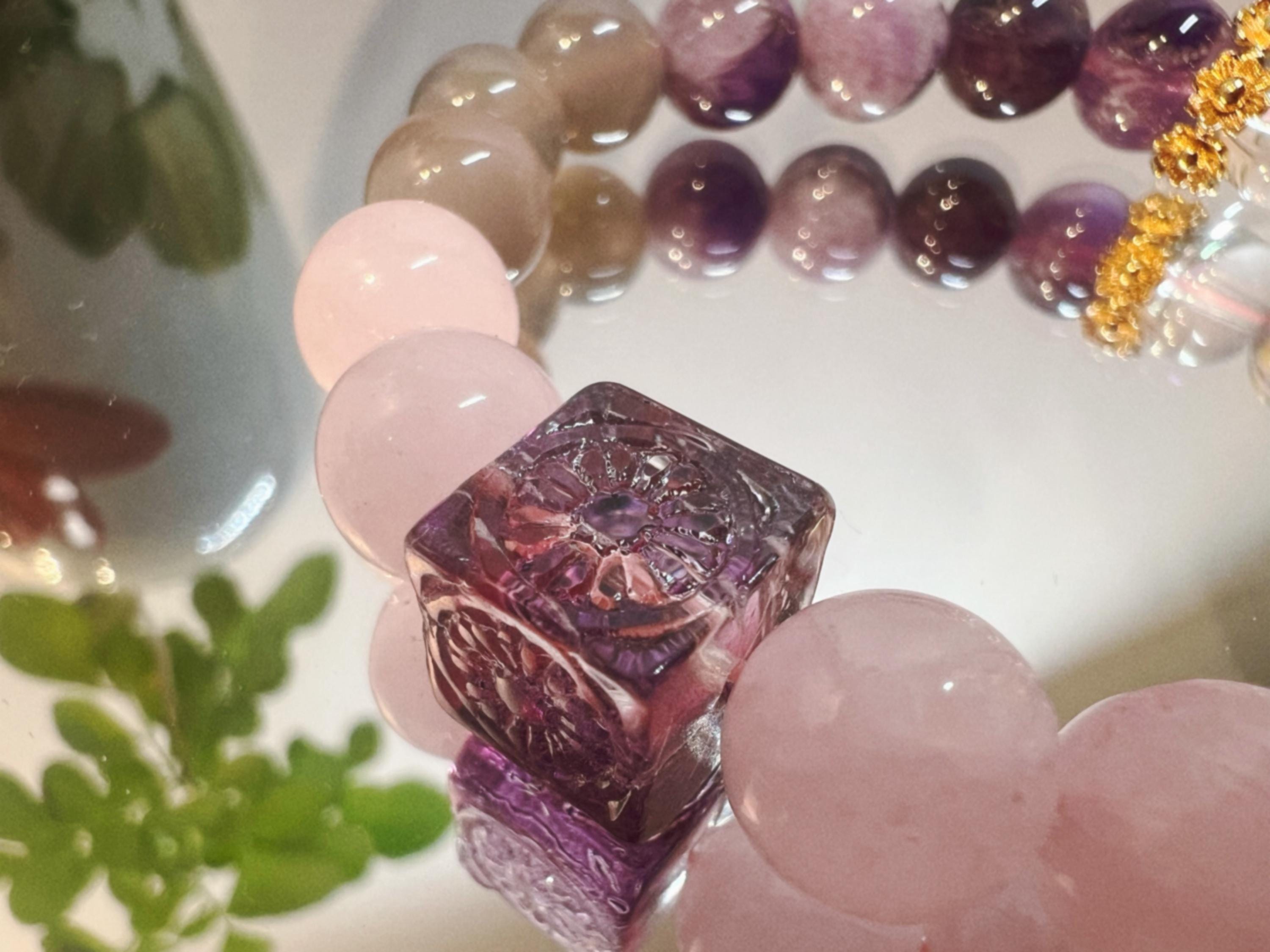 Handmade Crystal Healing Bracelet | Amethyst, Rose Quartz, Clear Quartz