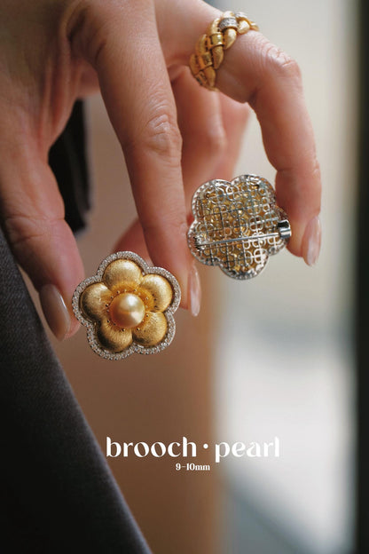 Natural Saltwater Golden Pearl Camellia Brooch - Autumn & Winter Exclusive