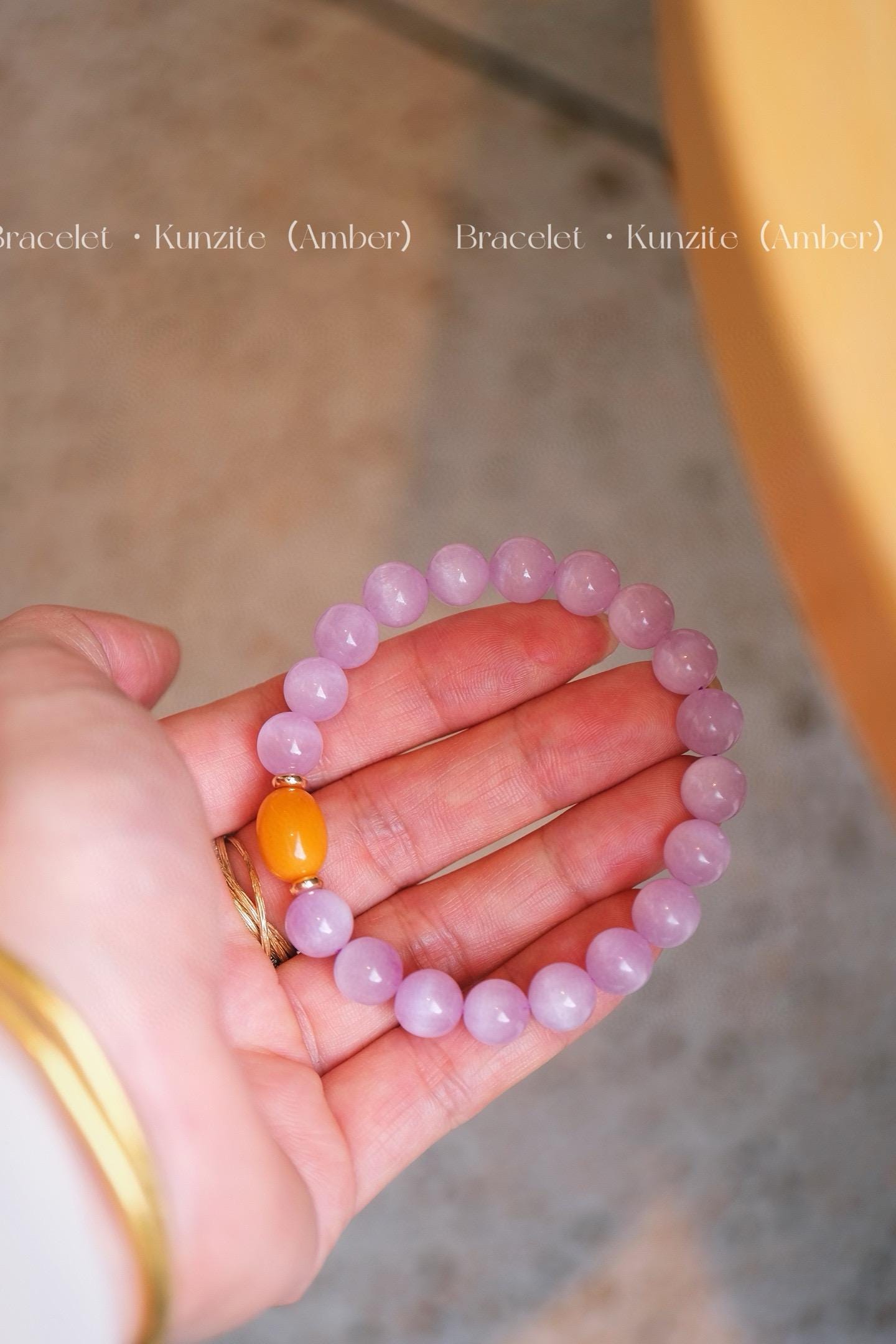 Purple Kunzite Bracelet | Lavender Crystal & Beeswax Accent