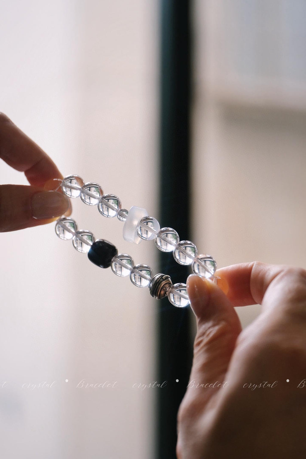 Clear Quartz Bracelet | Rosewood & Ice Agate Silver Accent