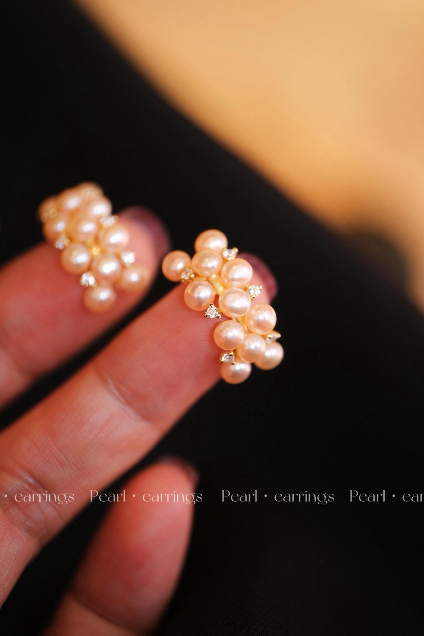 Champagne Gold Natural Pearl Earrings