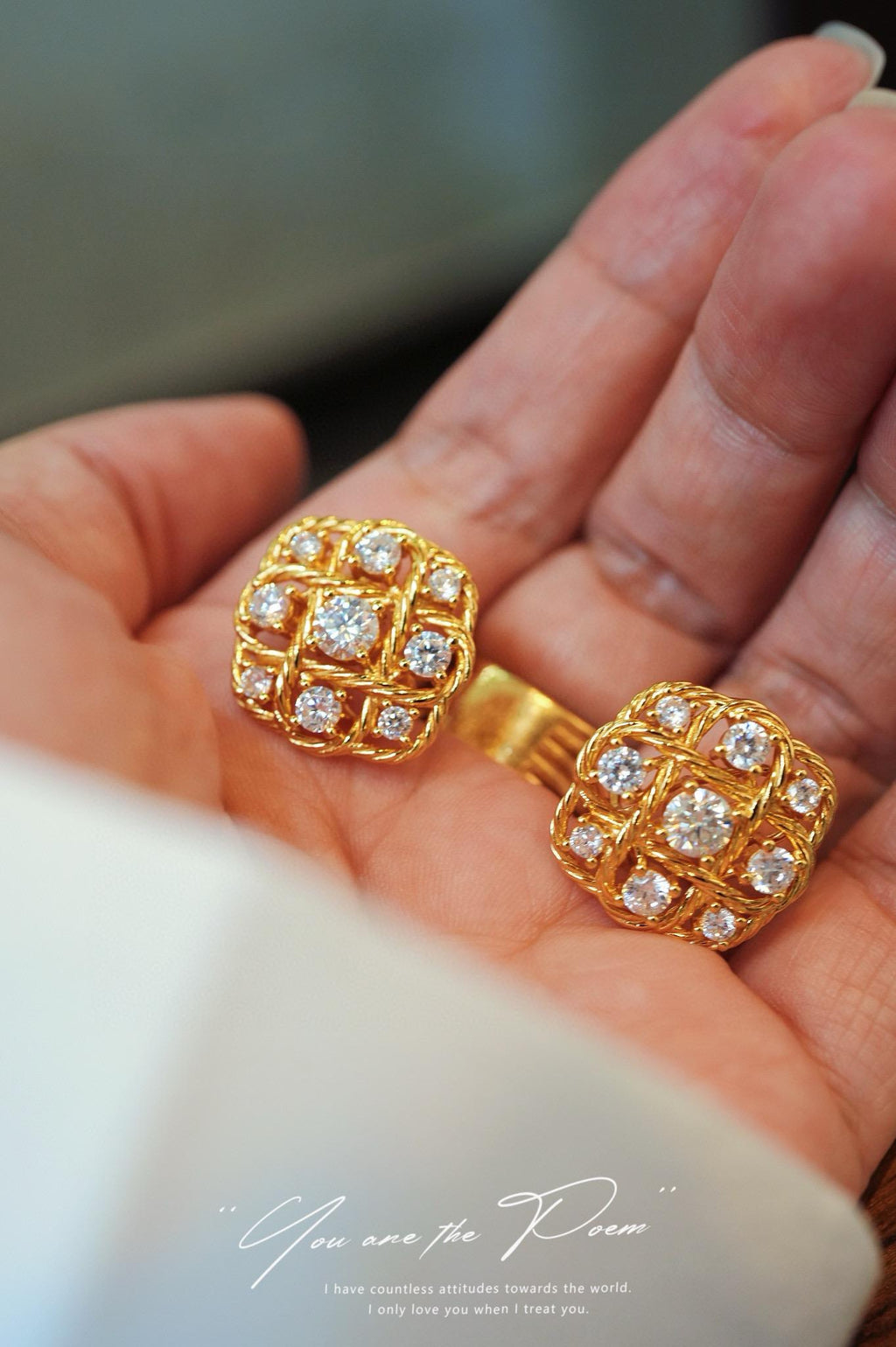Vintage Italian Craft Moissanite Studs | 18 Stones