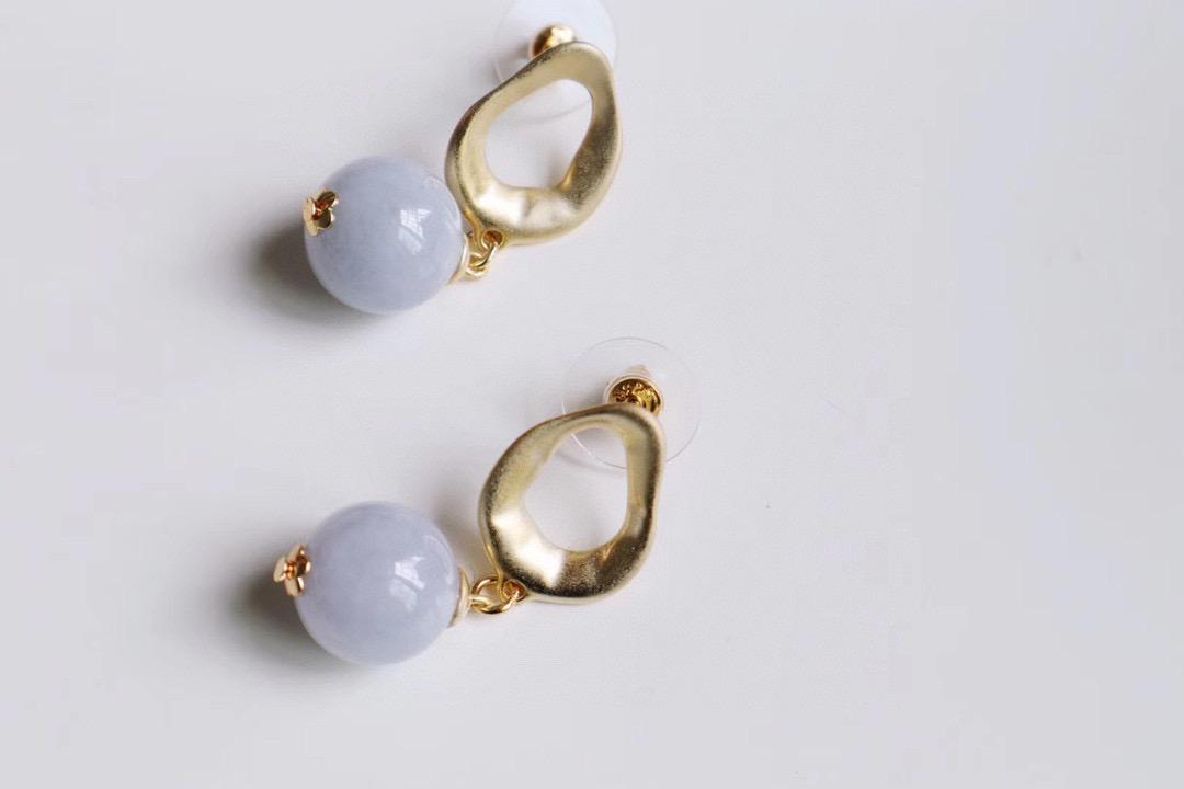 Geometric Purple Jade Earrings | 13-14mm S925 Silver Gold-Plated Matte