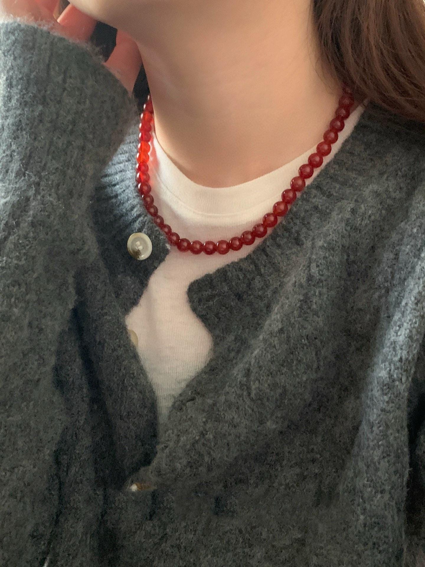 Skin-Flattering Natural Red Agate Necklace