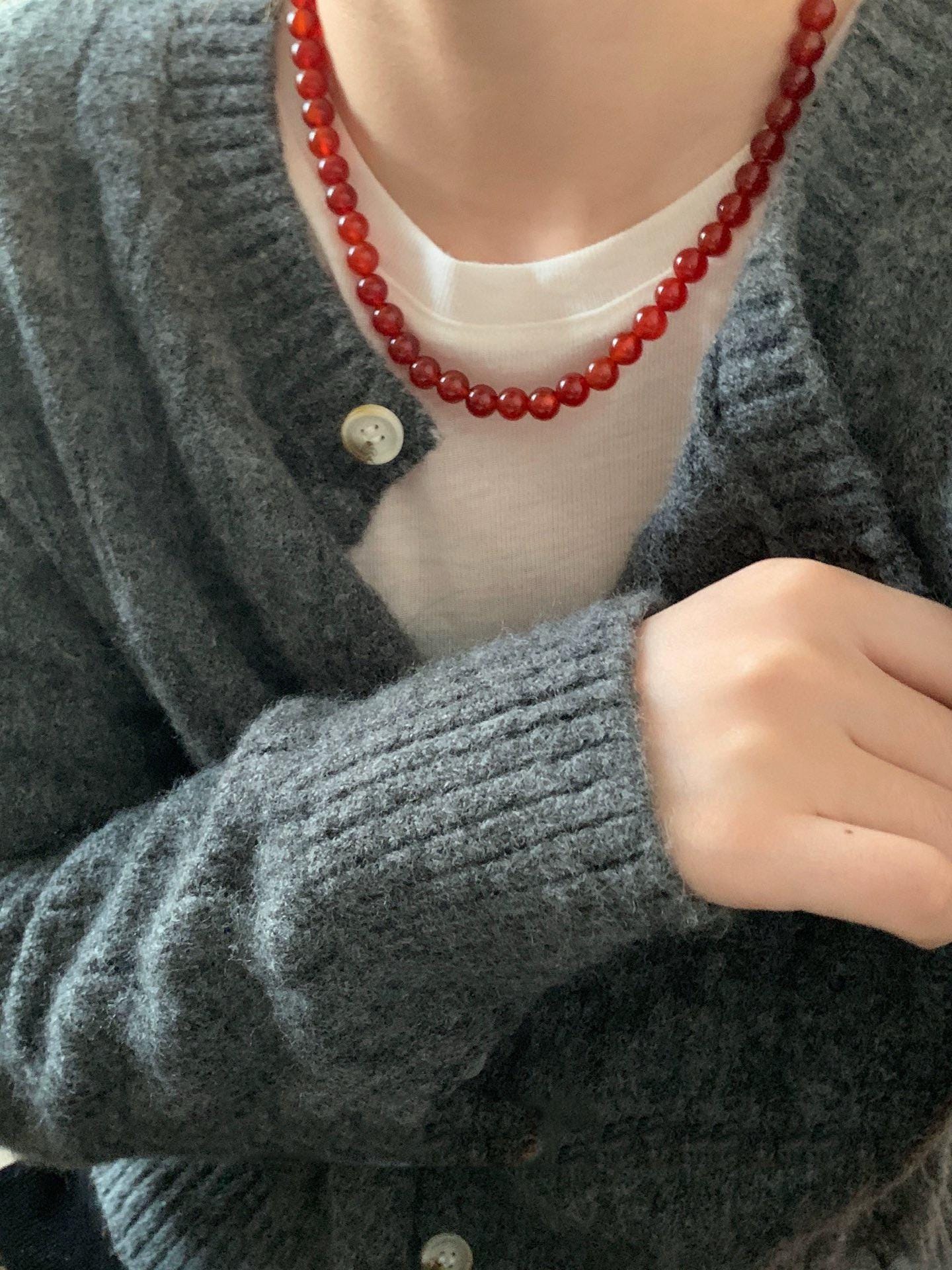 Skin-Flattering Natural Red Agate Necklace