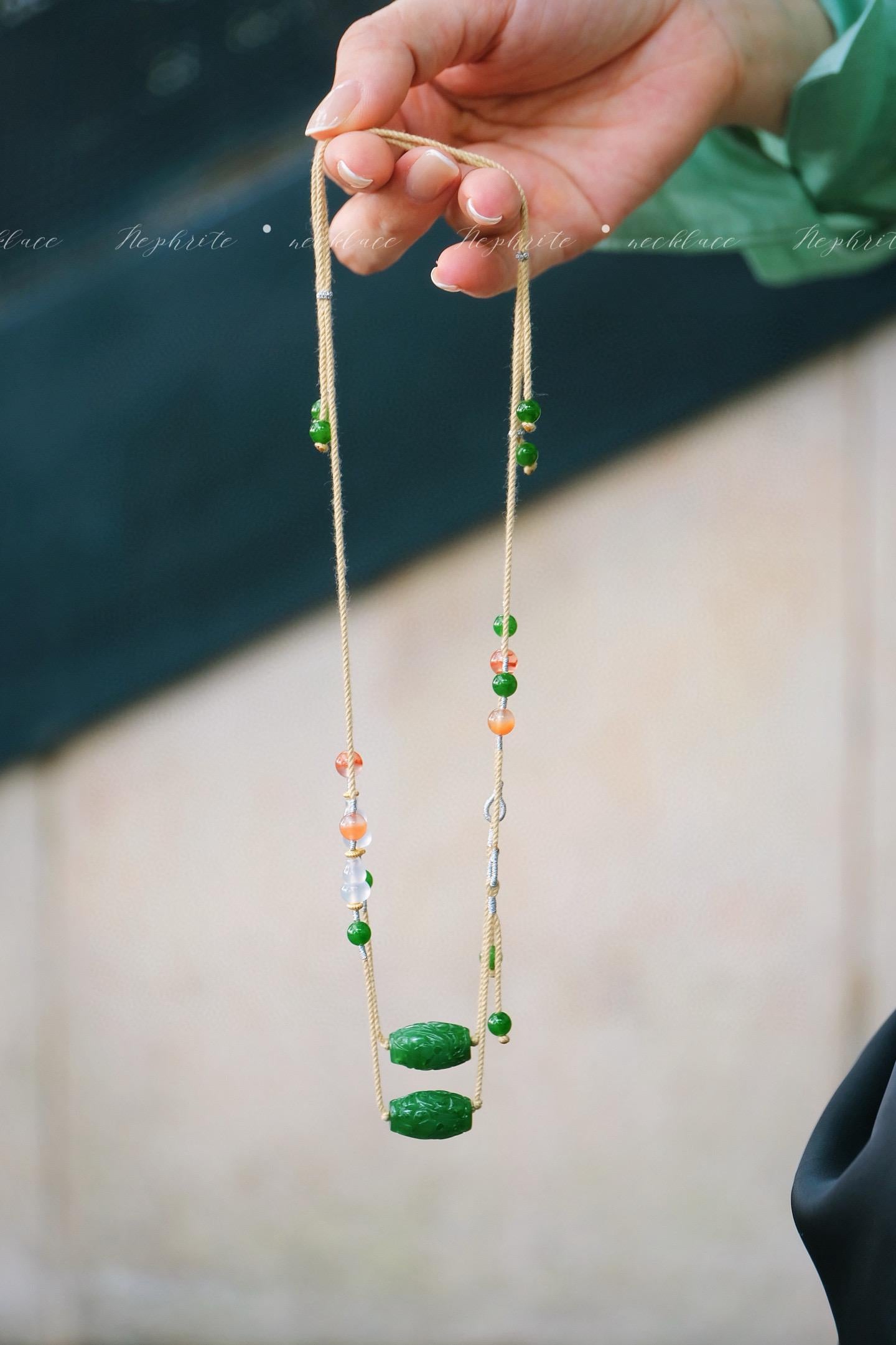 Handmade Jade Necklace | Spinach Green Jasper