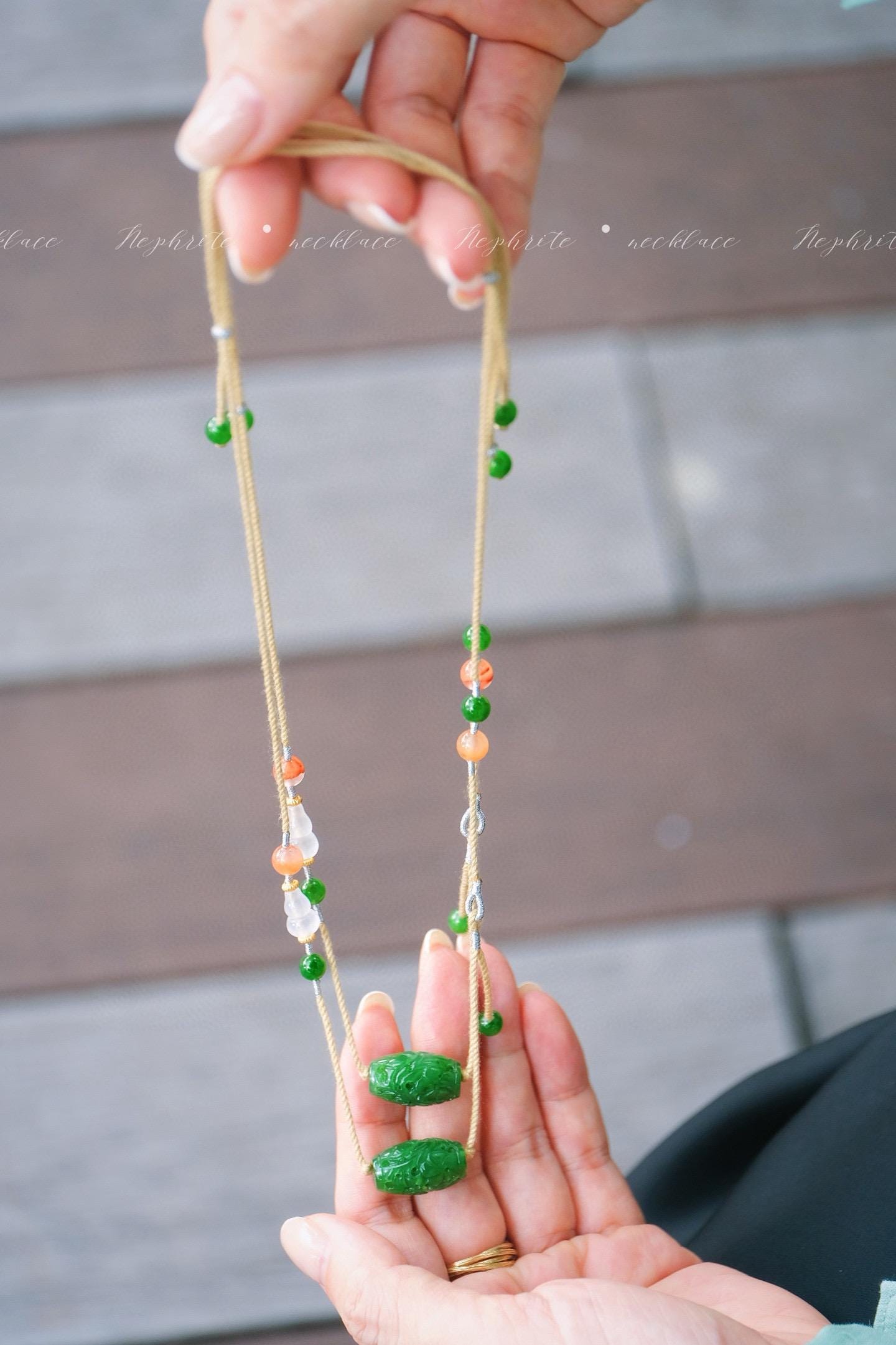 Handmade Jade Necklace | Spinach Green Jasper