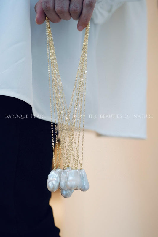 Large Baroque Pearl Necklace | 50cm Sweater Chain