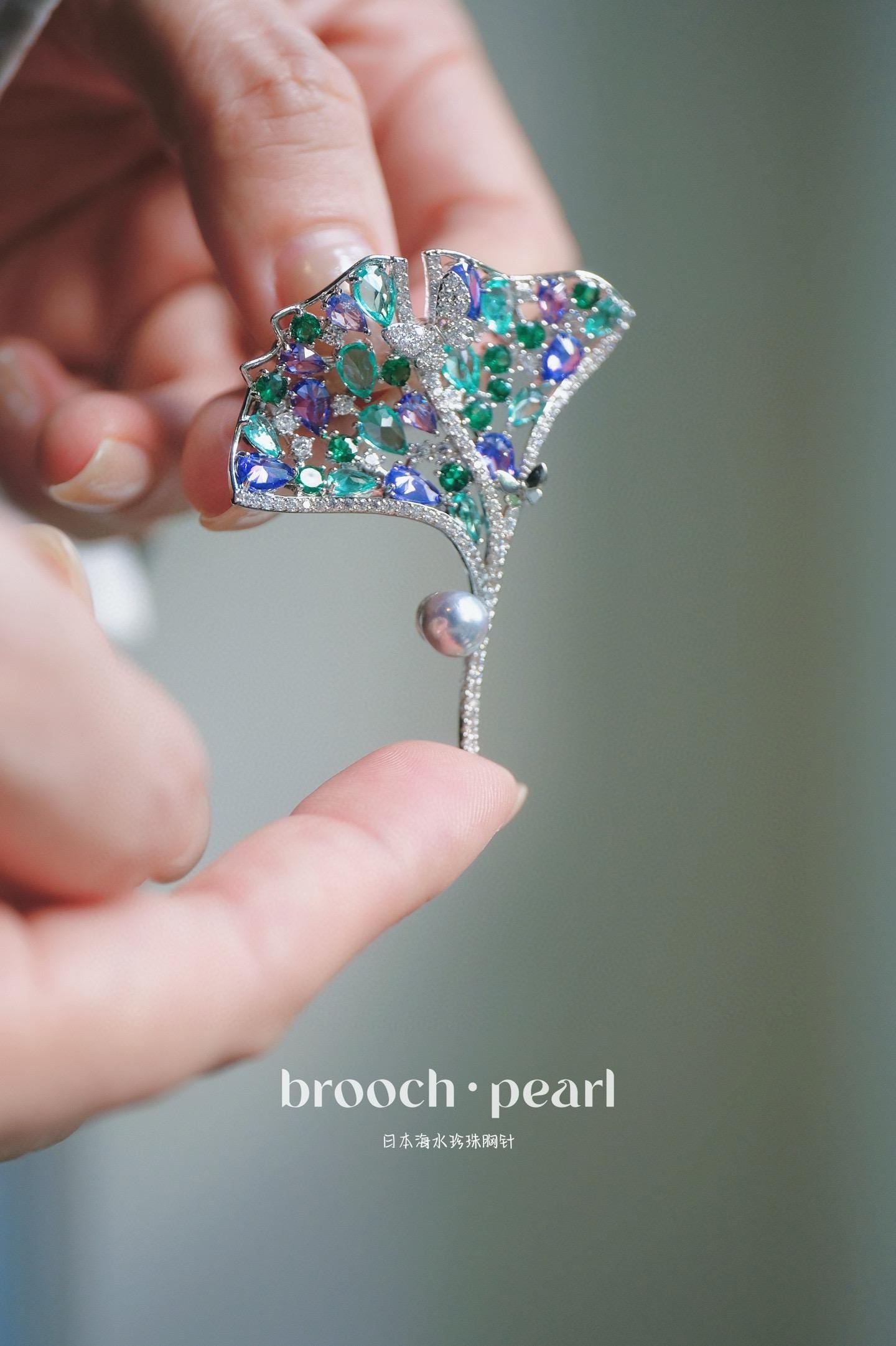 Green-Purple Zircon Micro-Pave with 6-7mm Japanese Akoya Pearl