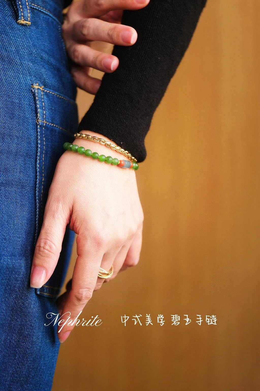 Jasper Bracelet | 6mm Natural Jade with Nanhong & Silver Spacers