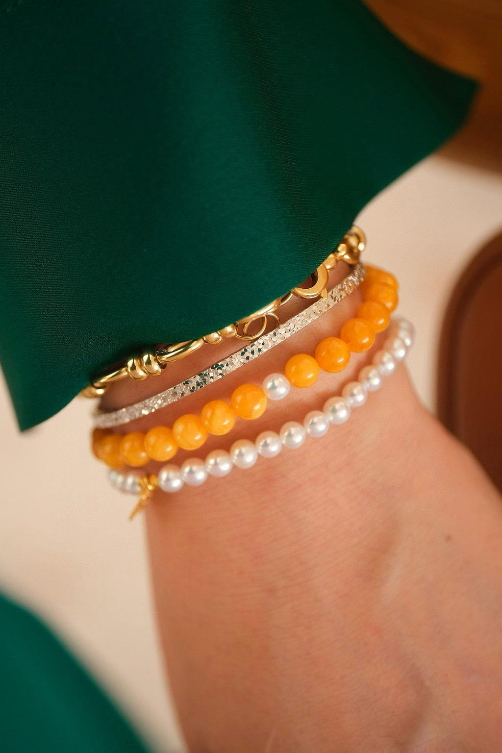Amber Pearl Bracelet | 6-6.5mm Beads