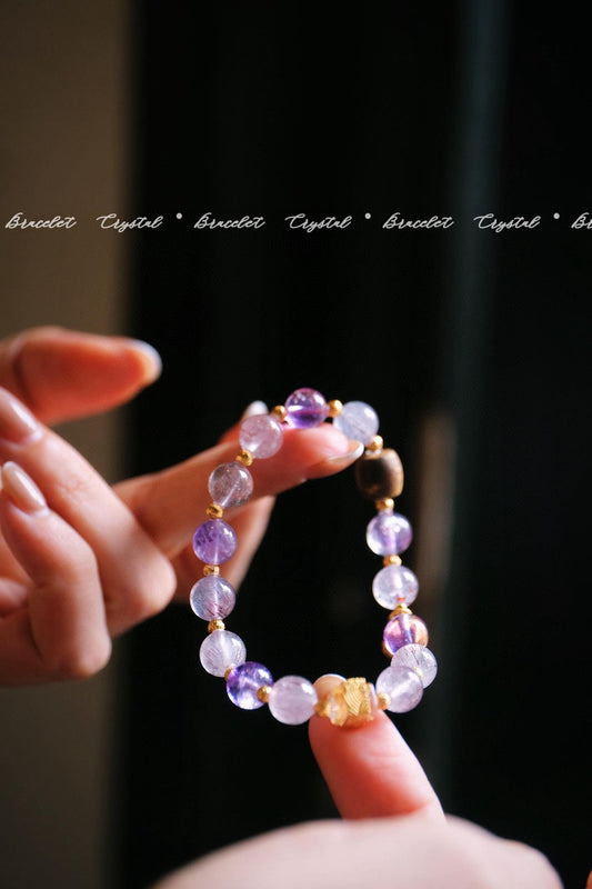 Super Seven Crystal Bracelet | 8.5-9mm Sterling Silver Wood