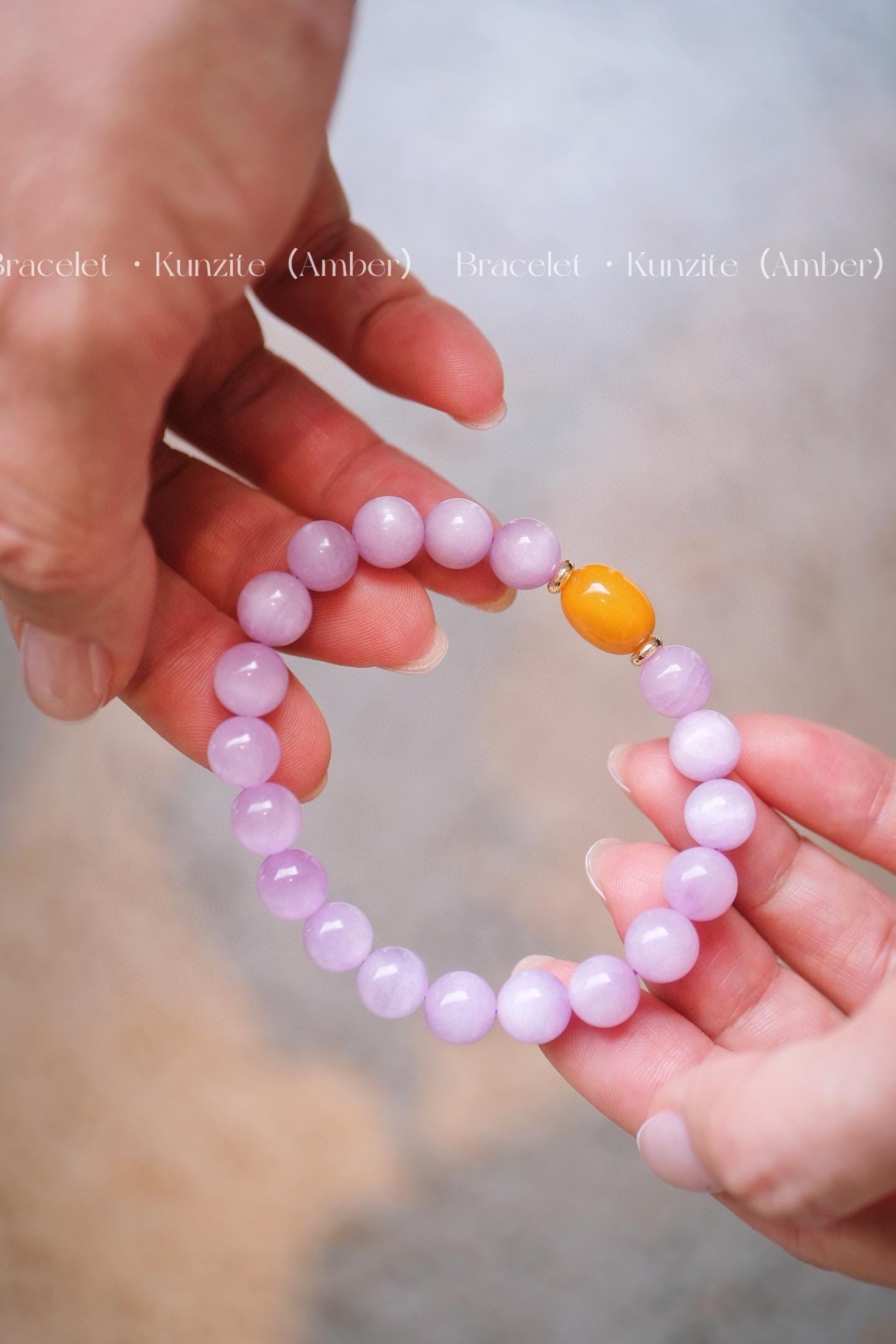 Purple Kunzite Bracelet | Lavender Crystal & Beeswax Accent