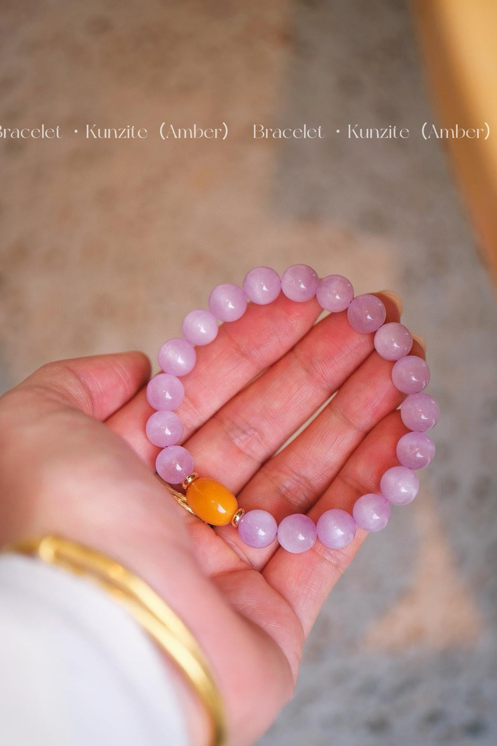 Purple Kunzite Bracelet | Lavender Crystal & Beeswax Accent