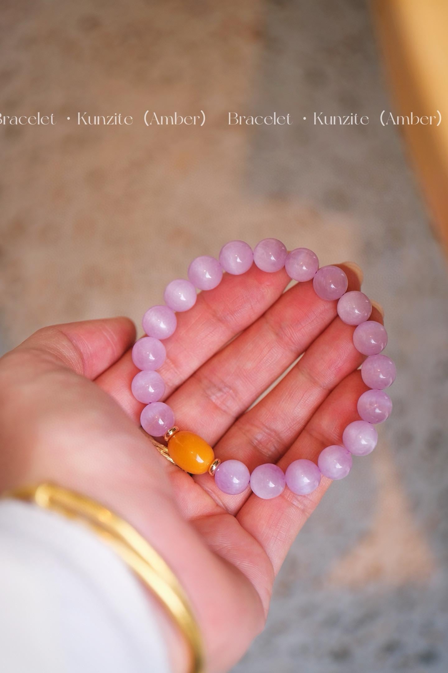 Purple Kunzite Bracelet | Lavender Crystal & Beeswax Accent