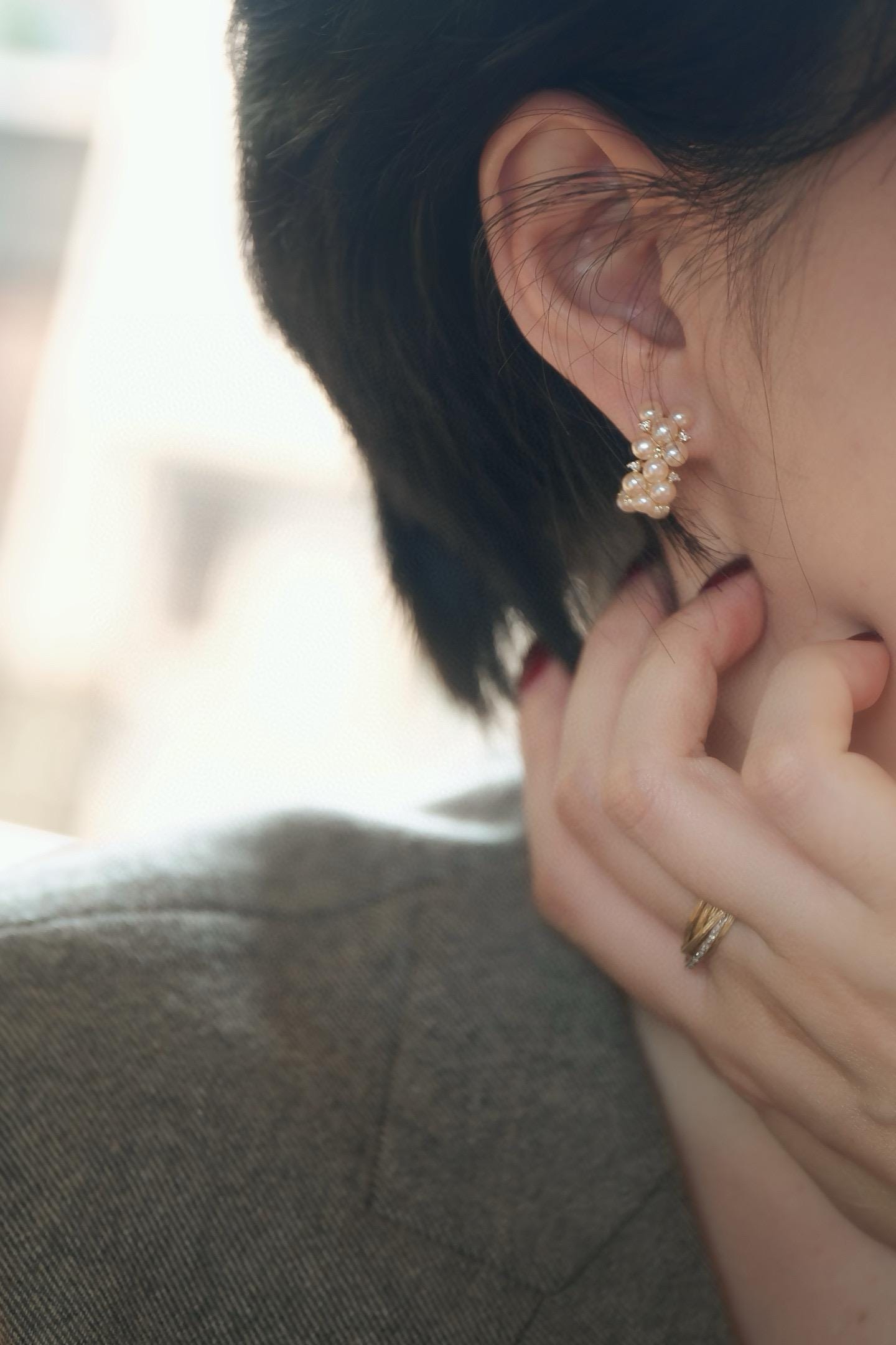 Champagne Gold Natural Pearl Earrings