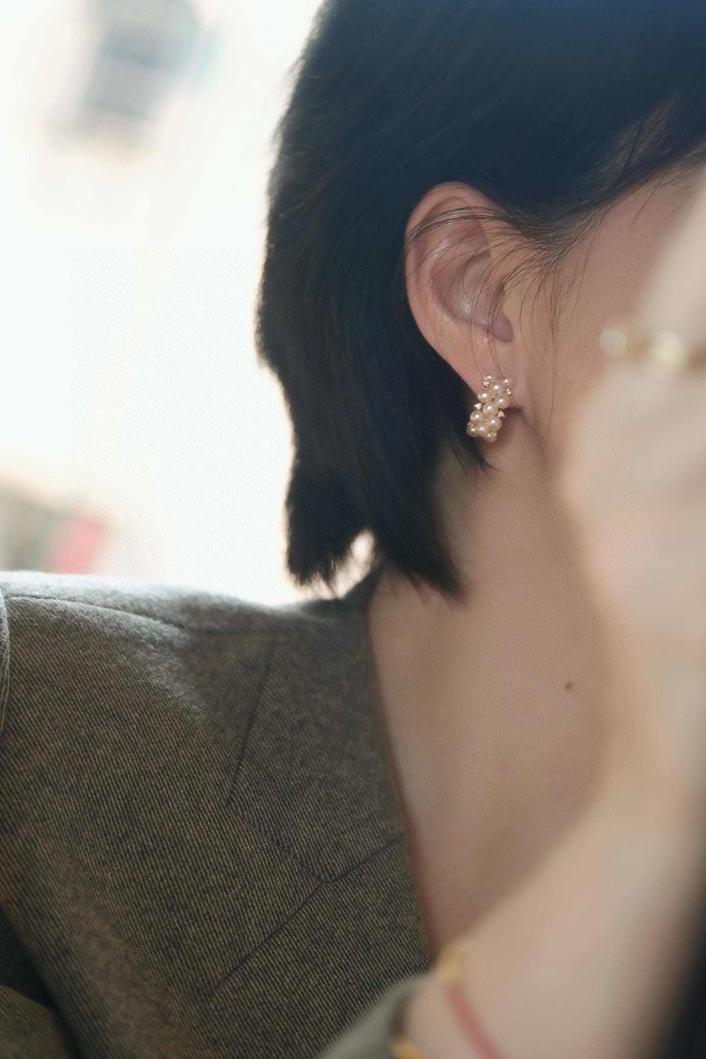 Champagne Gold Natural Pearl Earrings