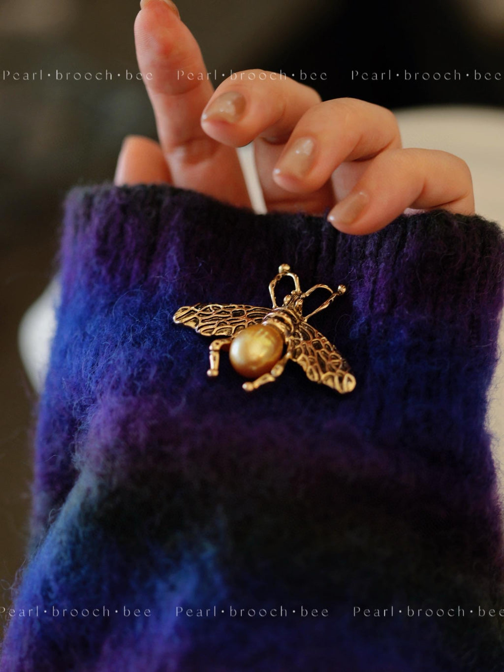 Vintage Bee Baroque Pearl Brooch Pendant | 11-12mm Golden Seawater Pearl 2-in-1 Pin