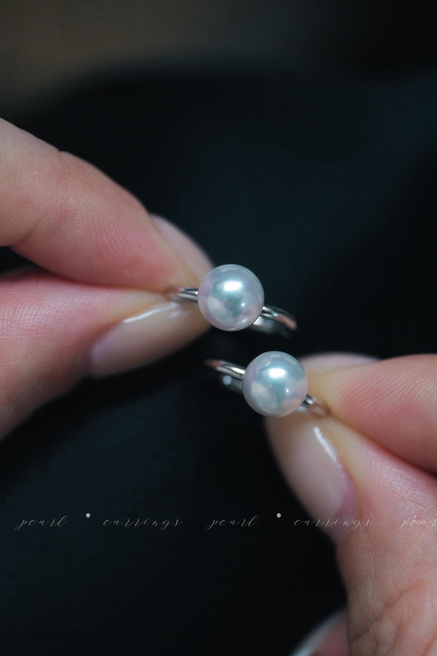 Round-Square French Ear Buckles | 7.5-8mm Freshwater Pearl S925 Silver Earrings