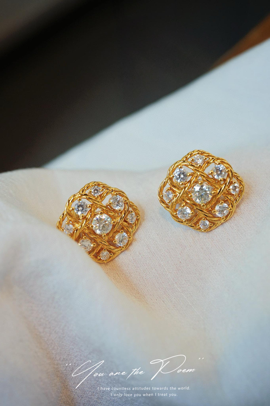 Vintage Italian Craft Moissanite Studs | 18 Stones