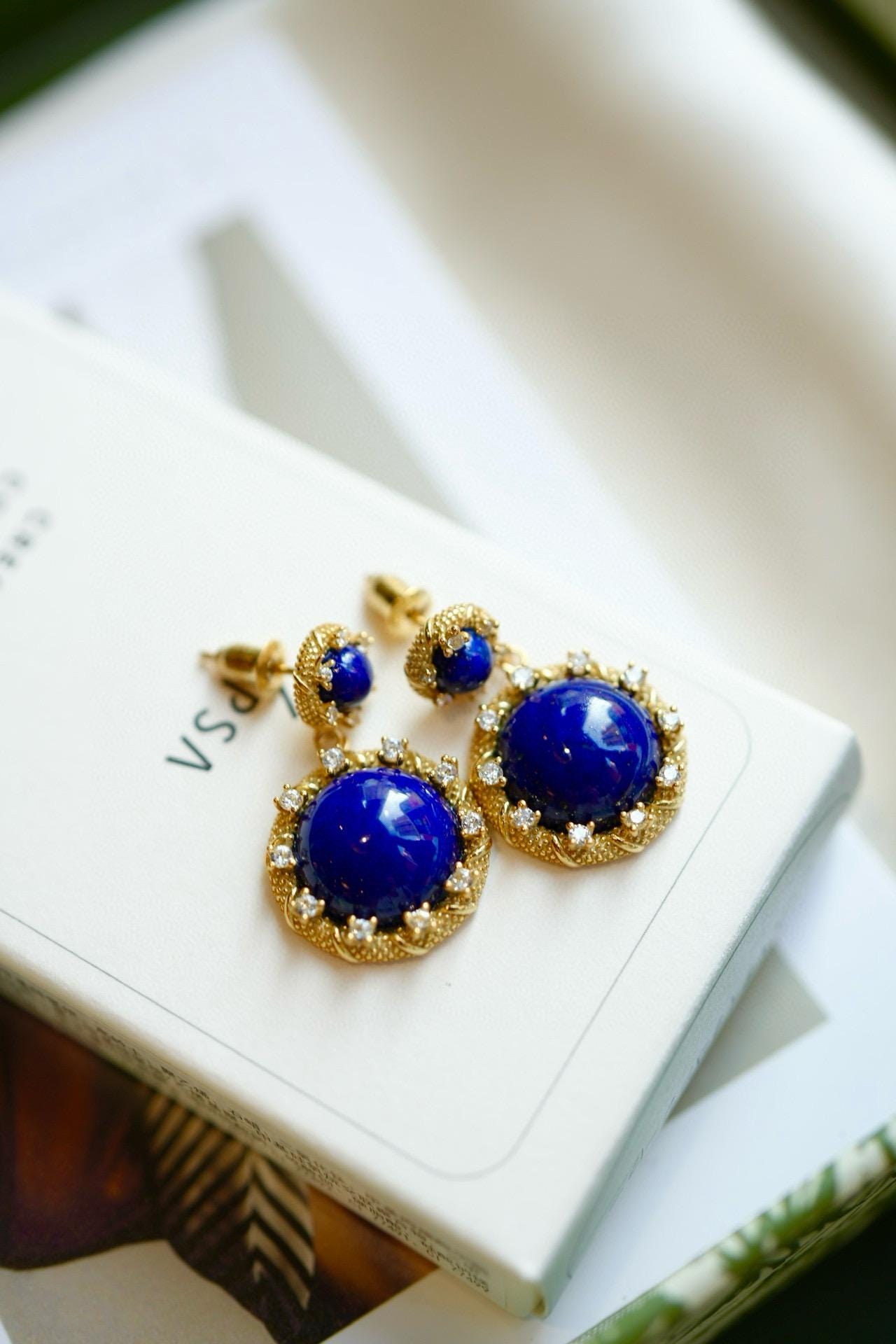 Classic Blue Lapis Lazuli Earrings | 28*16mm Natural Gemstone