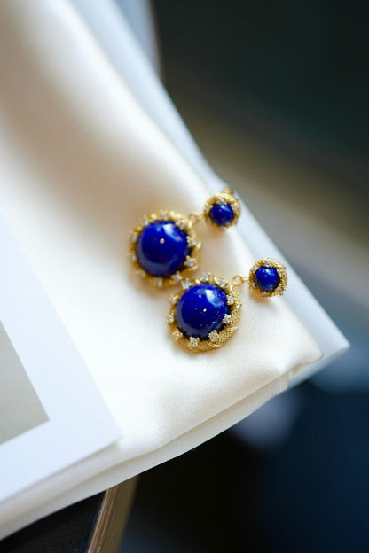 Classic Blue Lapis Lazuli Earrings | 28*16mm Natural Gemstone