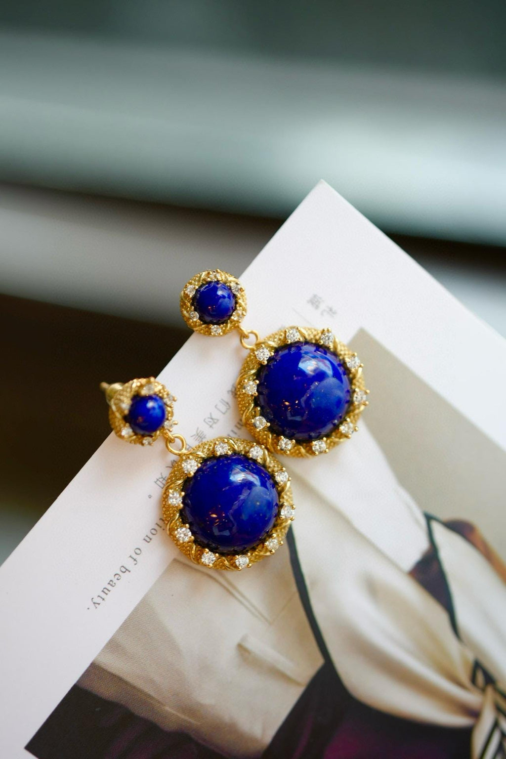 Classic Blue Lapis Lazuli Earrings | 28*16mm Natural Gemstone