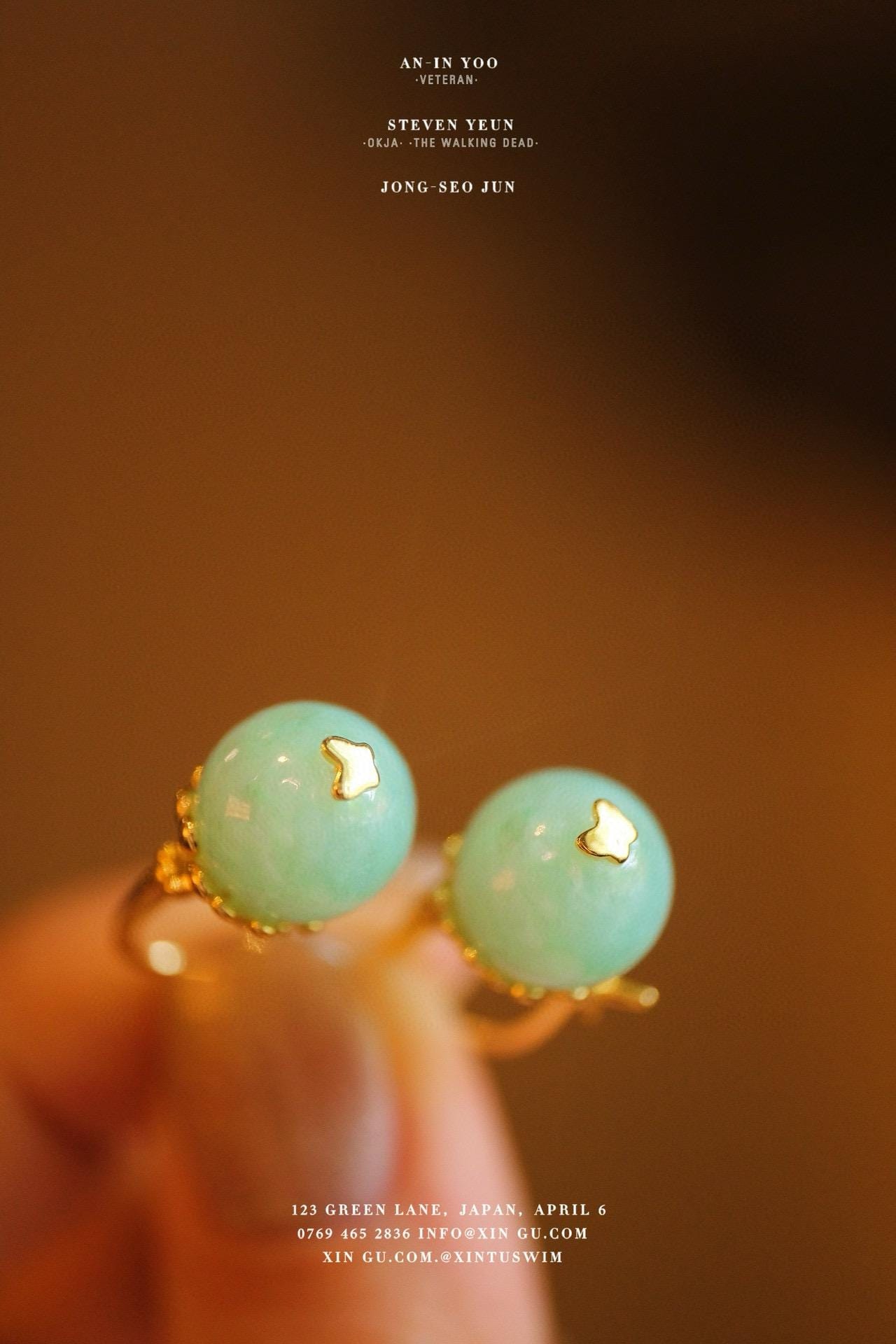 Jade Flower Earrings | Green Jade