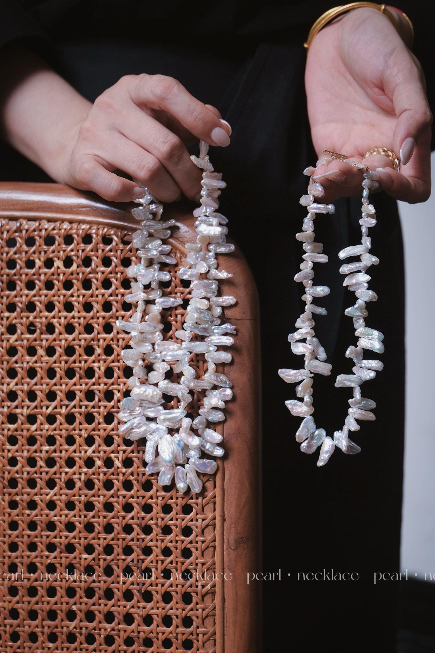 Individuality & Freedom Baroque Pearl Necklace | 42cm Pink Iridescent Mother of Pearl Butterfly