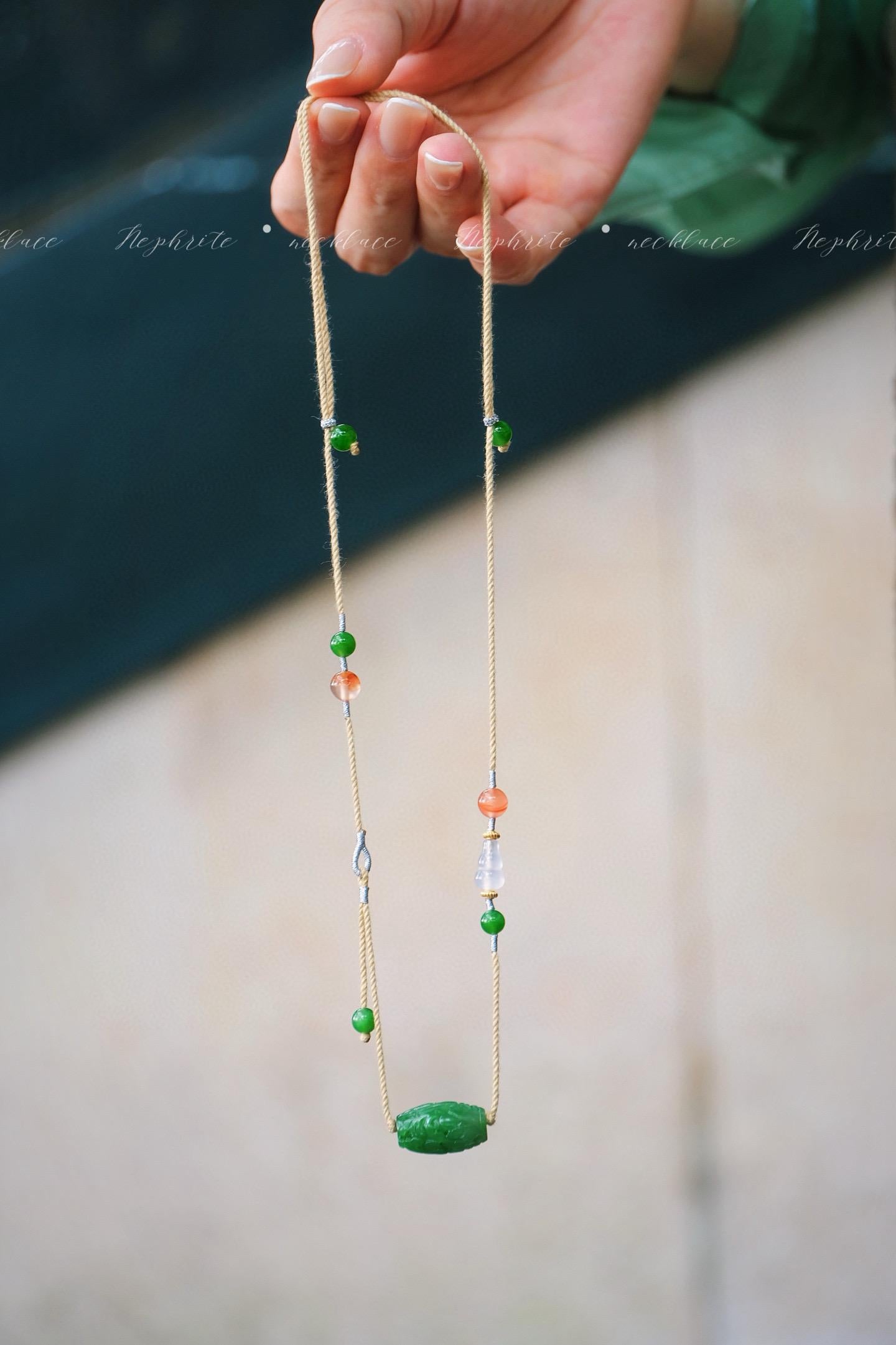 Handmade Jade Necklace | Spinach Green Jasper