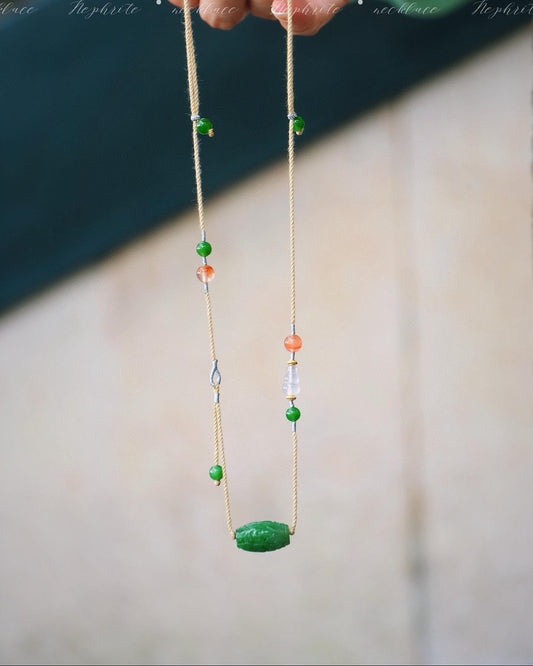 Handmade Jade Necklace | Spinach Green Jasper