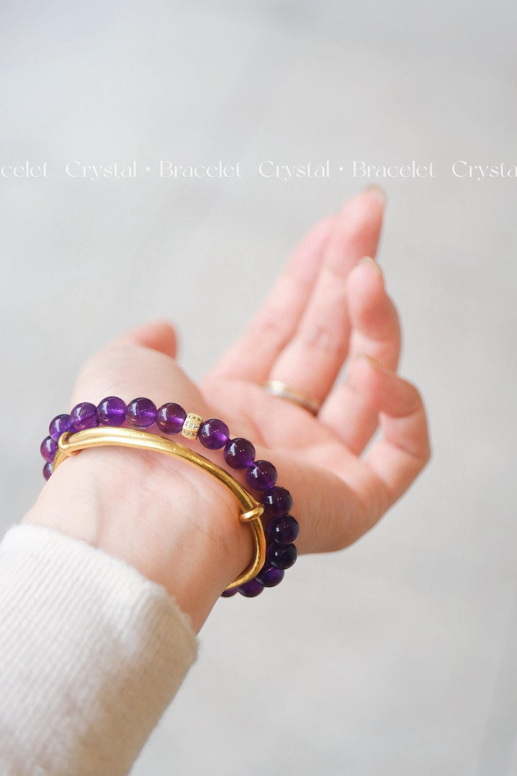 Dreamy Amethyst Bracelet | 8mm Natural Crystal with Citrine Charm