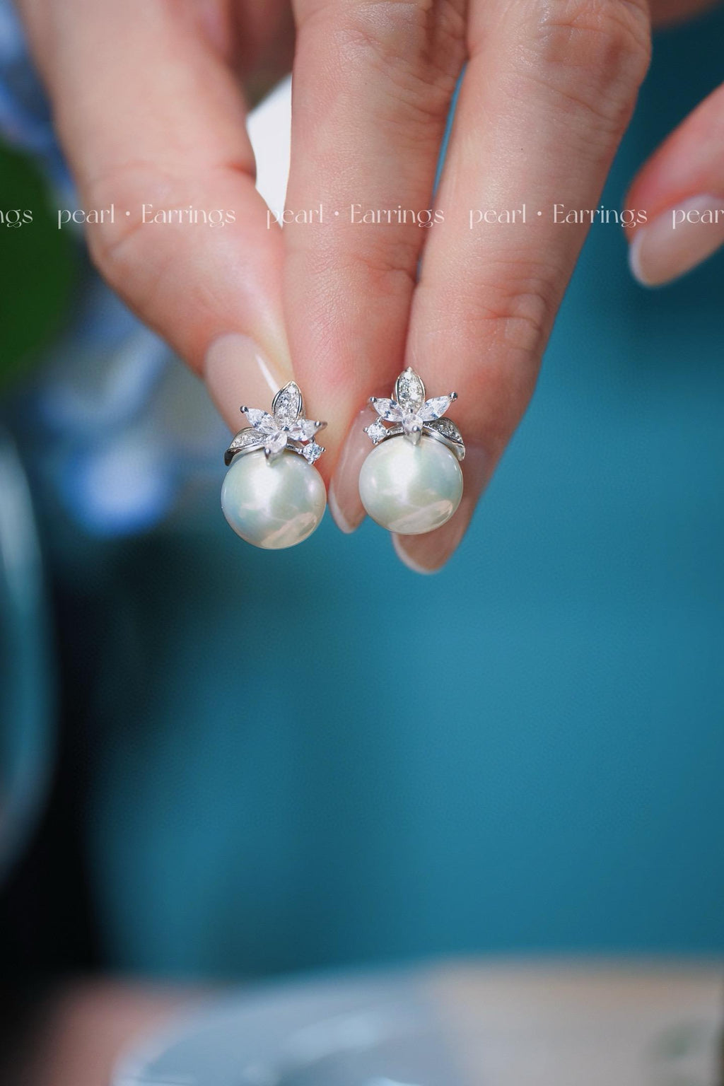 Edison Pearl Stud Earrings | 10-11mm Natural Pearl Zircon