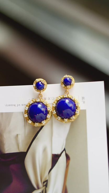 Classic Blue Lapis Lazuli Earrings | 28*16mm Natural Gemstone