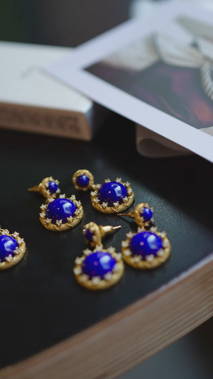 Classic Blue Lapis Lazuli Earrings | 28*16mm Natural Gemstone